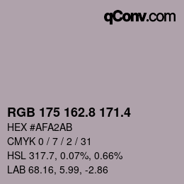 カラーコード: RGB 175 162.8 171.4 | qconv.com