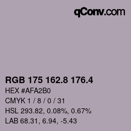カラーコード: RGB 175 162.8 176.4 | qconv.com