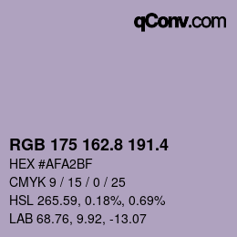 カラーコード: RGB 175 162.8 191.4 | qconv.com