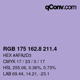 カラーコード: RGB 175 162.8 211.4 | qconv.com