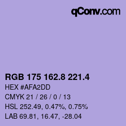 カラーコード: RGB 175 162.8 221.4 | qconv.com