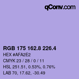 カラーコード: RGB 175 162.8 226.4 | qconv.com