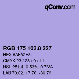 カラーコード: RGB 175 162.8 227 | qconv.com