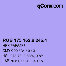 カラーコード: RGB 175 162.8 246.4 | qconv.com