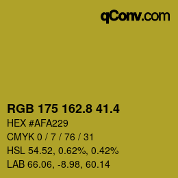 カラーコード: RGB 175 162.8 41.4 | qconv.com