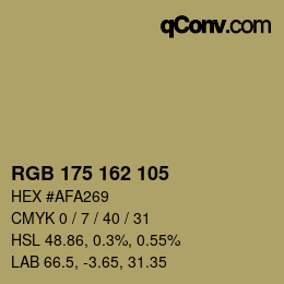 Color code: RGB 175 162 105 | qconv.com