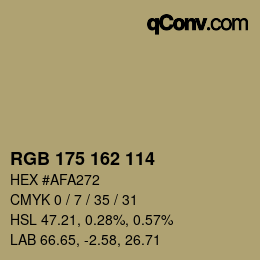 Color code: RGB 175 162 114 | qconv.com