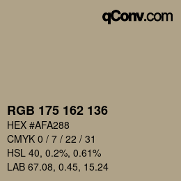 Color code: RGB 175 162 136 | qconv.com