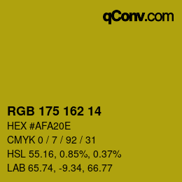 Color code: RGB 175 162 14 | qconv.com