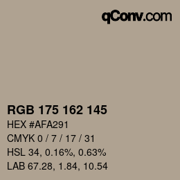 Color code: RGB 175 162 145 | qconv.com