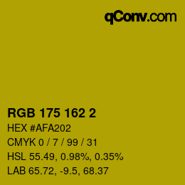 Color code: RGB 175 162 2 | qconv.com