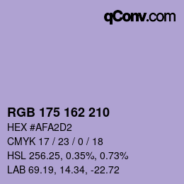Color code: RGB 175 162 210 | qconv.com
