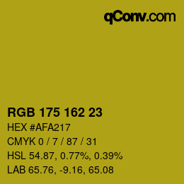 Color code: RGB 175 162 23 | qconv.com