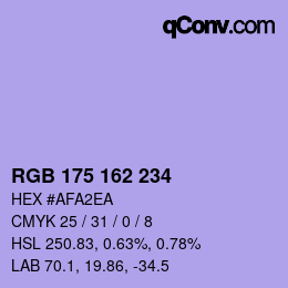 Color code: RGB 175 162 234 | qconv.com