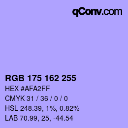Color code: RGB 175 162 255 | qconv.com