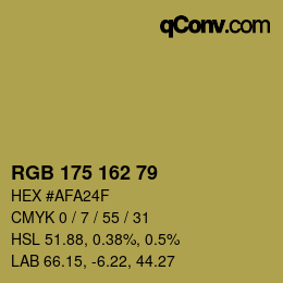 Color code: RGB 175 162 79 | qconv.com