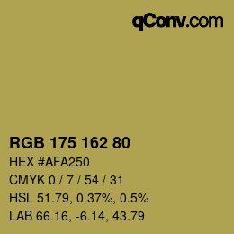 Color code: RGB 175 162 80 | qconv.com