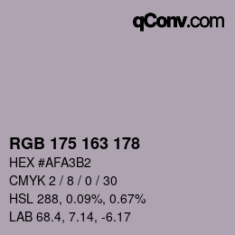 Color code: RGB 175 163 178 | qconv.com