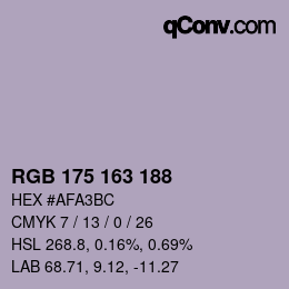 Color code: RGB 175 163 188 | qconv.com