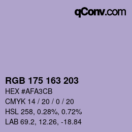 Color code: RGB 175 163 203 | qconv.com