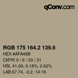 カラーコード: RGB 175 164.2 139.6 | qconv.com