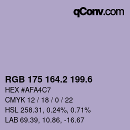 カラーコード: RGB 175 164.2 199.6 | qconv.com