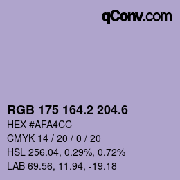 カラーコード: RGB 175 164.2 204.6 | qconv.com