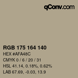颜色代码: RGB 175 164 140 | qconv.com
