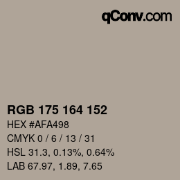 Color code: RGB 175 164 152 | qconv.com