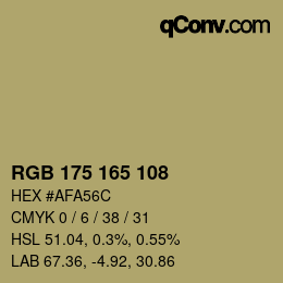 Color code: RGB 175 165 108 | qconv.com