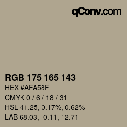 カラーコード: RGB 175 165 143 | qconv.com