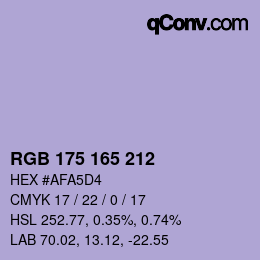 Farbcode: RGB 175 165 212 | qconv.com