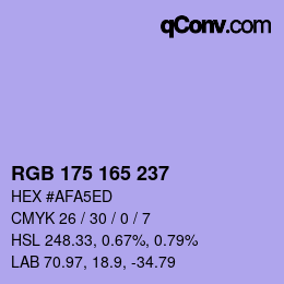 Color code: RGB 175 165 237 | qconv.com