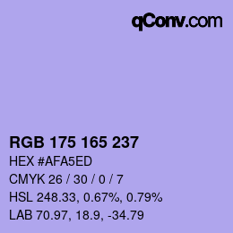 Color code: RGB 175 165 237 | qconv.com