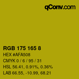 Color code: RGB 175 165 8 | qconv.com