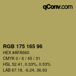Color code: RGB 175 165 96 | qconv.com