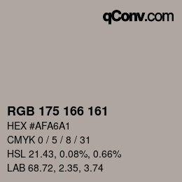 カラーコード: RGB 175 166 161 | qconv.com