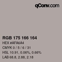 颜色代码: RGB 175 166 164 | qconv.com