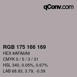 Color code: RGB 175 166 169 | qconv.com