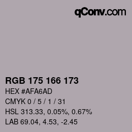 Color code: RGB 175 166 173 | qconv.com