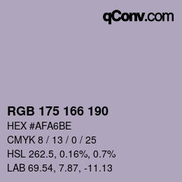 Color code: RGB 175 166 190 | qconv.com