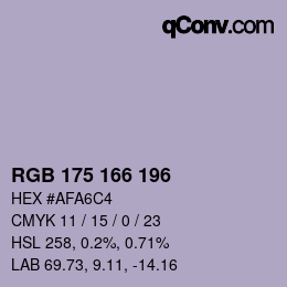 颜色代码: RGB 175 166 196 | qconv.com