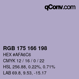 Color code: RGB 175 166 198 | qconv.com