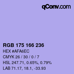 Color code: RGB 175 166 236 | qconv.com