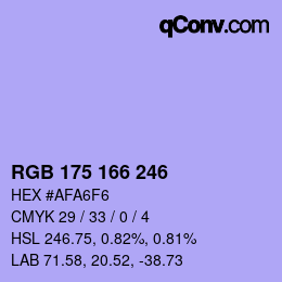 Color code: RGB 175 166 246 | qconv.com