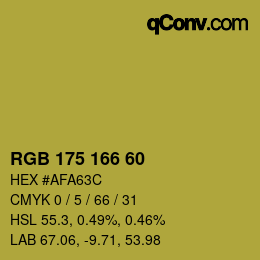 Color code: RGB 175 166 60 | qconv.com