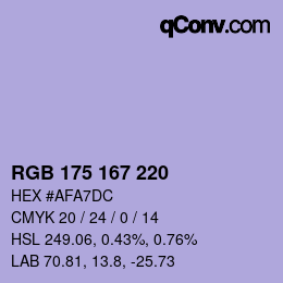 カラーコード: RGB 175 167 220 | qconv.com