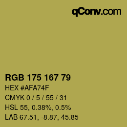 Color code: RGB 175 167 79 | qconv.com