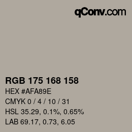 Código de color: RGB 175 168 158 | qconv.com