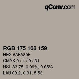 カラーコード: RGB 175 168 159 | qconv.com
